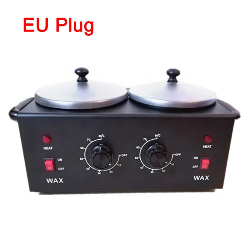 Electric Wax Heater Black Dual Wax Pots Professional Parrafin Waxing Machine for Hair Removal Facial Skin Body SPA Salon