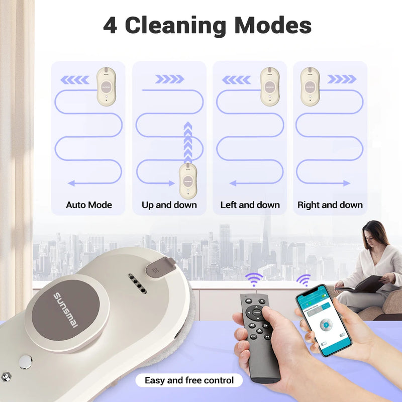 SUNSMAI Home Window Cleaning Robot Automatic Water Spray Window Glass Vacuum Cleaner Remote Control Glass Wall Cleaning Machine