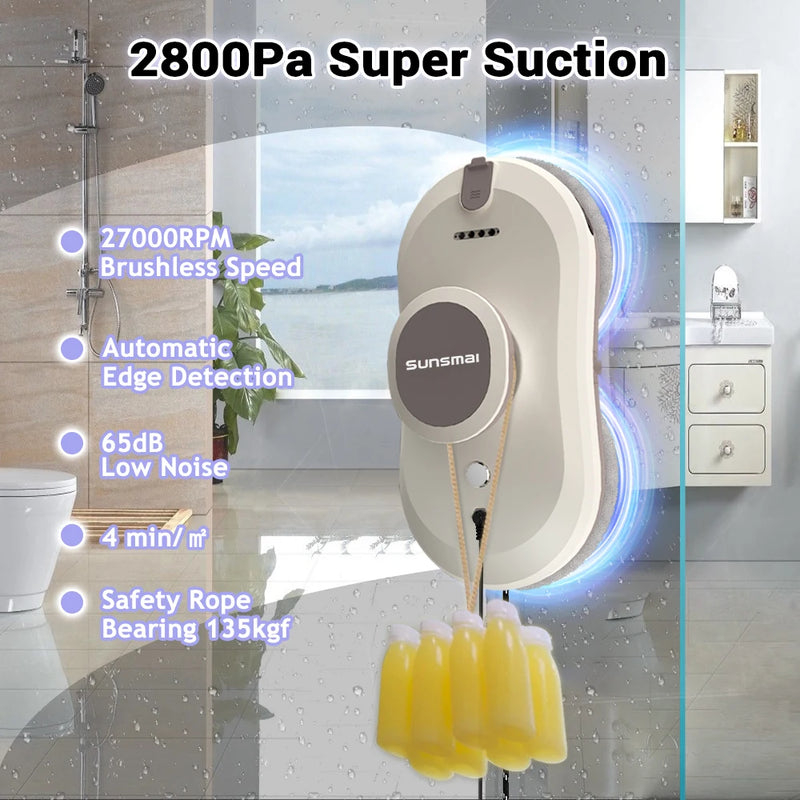 SUNSMAI Home Window Cleaning Robot Automatic Water Spray Window Glass Vacuum Cleaner Remote Control Glass Wall Cleaning Machine