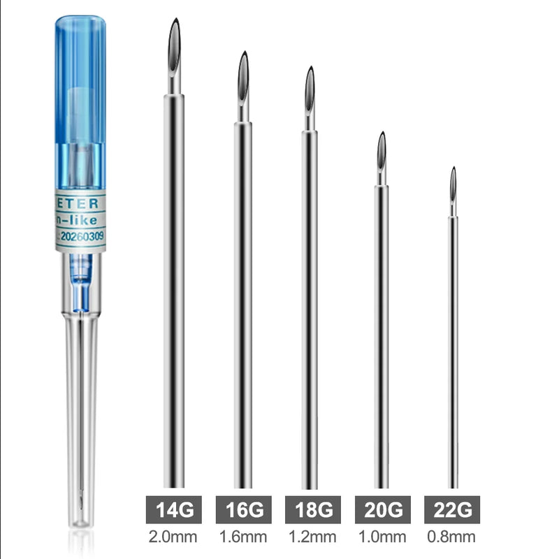 Disposable Piercing Needles 14/16/18/20/22G Catheter Cannula Sterile Body Ear Nose Nipple Lip Piercing Tools Tattoo Needle