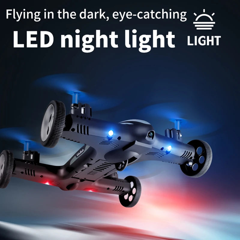 4K WiFi FPV Intelligent Hover RC Drone Air-Ground Flying Car Dron 2-in-1 Quadcopter with LED Night light Helicopter Toy Gifts