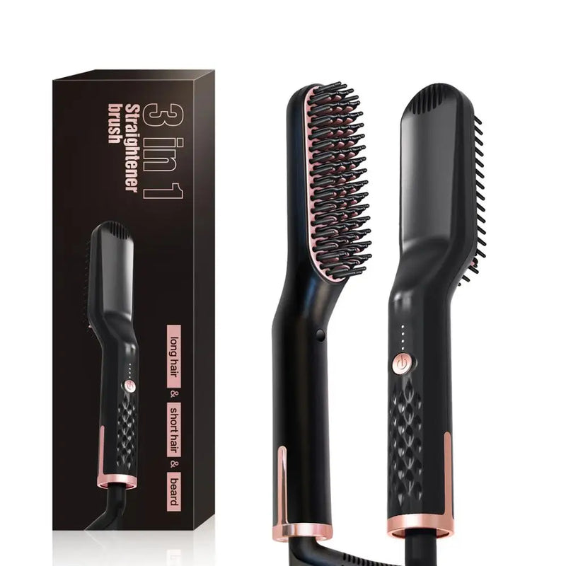 Electric Men's Hair Straightening Brush Heated Beard Straightener Smart Heating Comb Iron Ceramic Women's Hairbrush Styling Tool