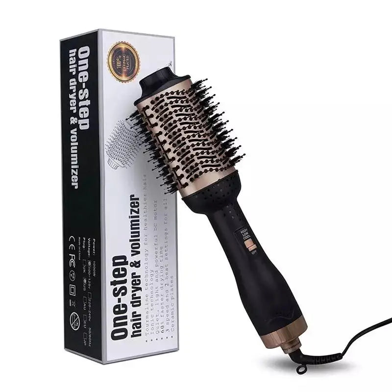 One-Step Hair Dryer And Volumizer Hot Air Brush Styling Brush Negative Ion Generator Straightener & Curler Blow Dryer Brush