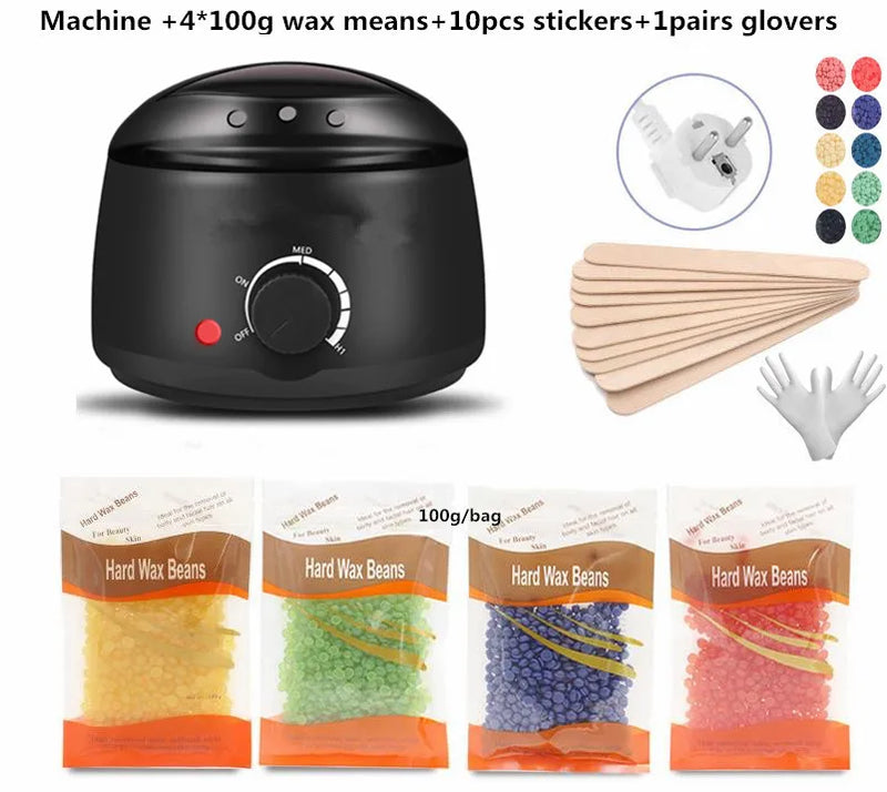 Electric Hair Removal Wax- Heater Wax Beans 10pcs Wood Stickers Hair Removal Sets Waxing Kit cera depilator