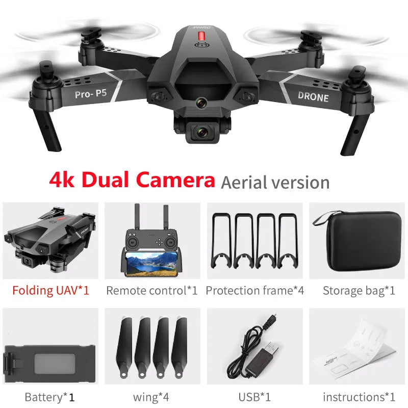 4K Obstacle Avoidance Aerial Photography FPV RC Drone 2.4G Optical Flow Positioning Trajectory Flight Remote Control Quadcopter