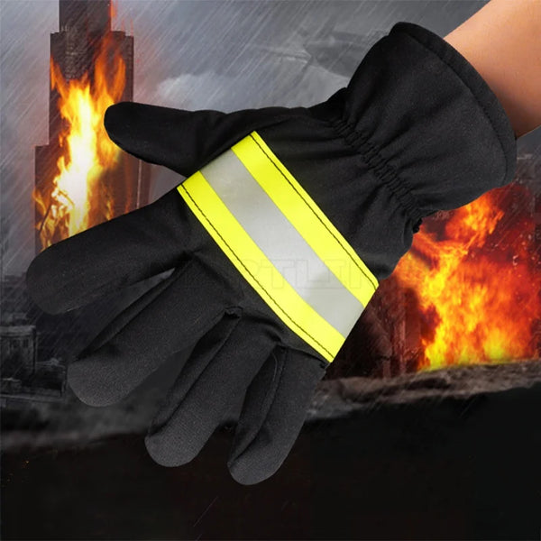 Fireproof Safety Gloves Black Reflective Belt Fire Gloves Protection Supplies For Welding And Cold Weather Firefighting Gloves