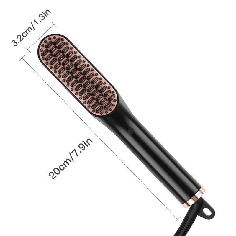 Electric Men's Hair Straightening Brush Heated Beard Straightener Smart Heating Comb Iron Ceramic Women's Hairbrush Styling Tool