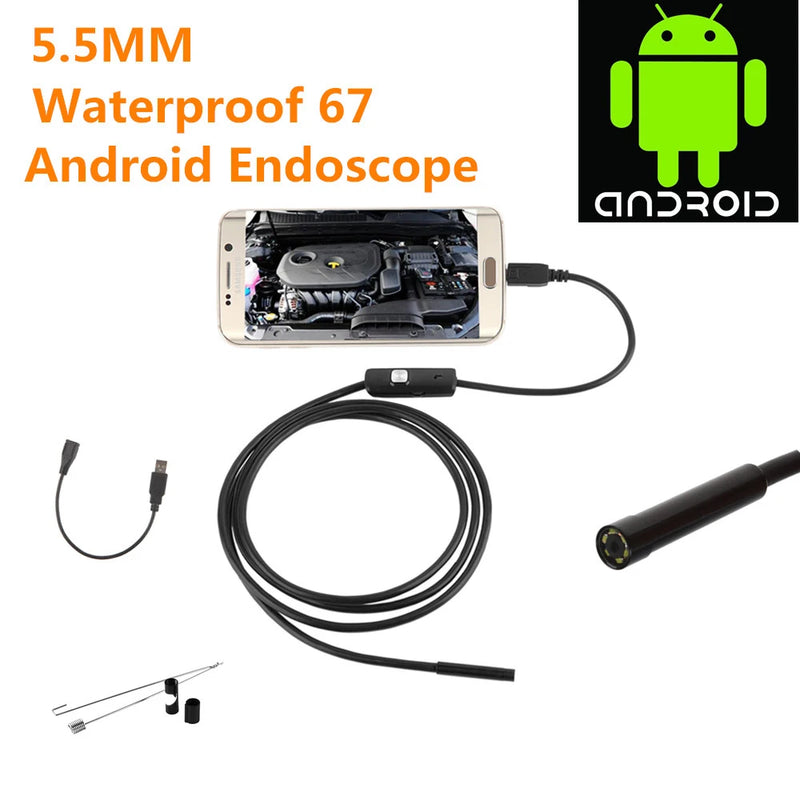 5.5/7.0 MM Endoscope Camera IP67 Waterproof 6 LEDs Adjustable USB Android Flexible Inspection Borescope Cameras for Phone PC