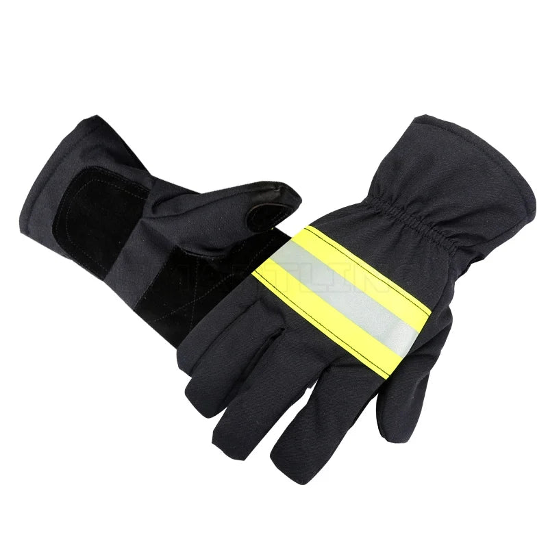 Fireproof Safety Gloves Black Reflective Belt Fire Gloves Protection Supplies For Welding And Cold Weather Firefighting Gloves