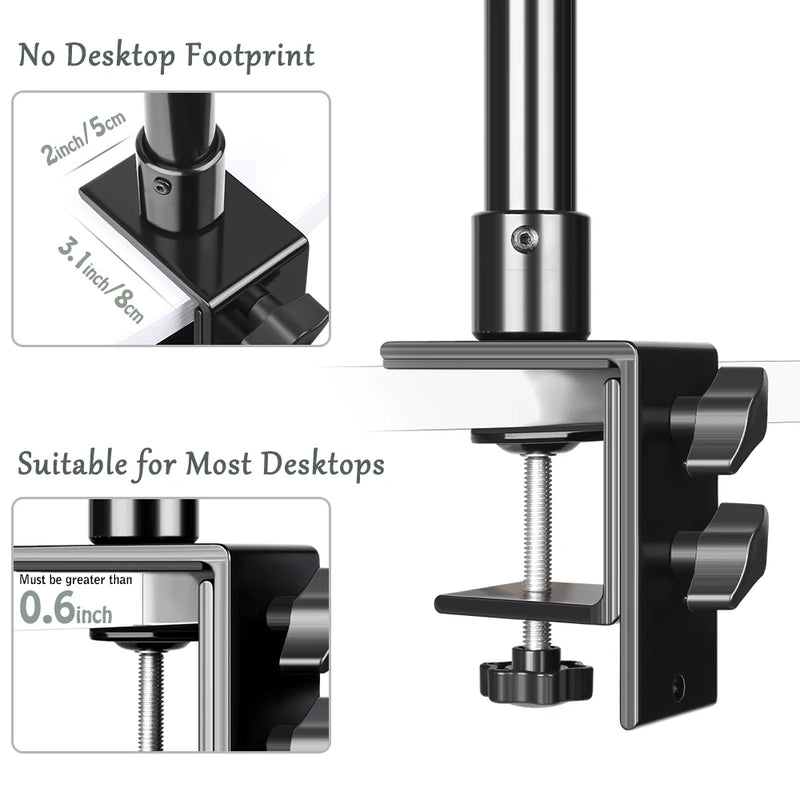 SH Desktop Light Stand C-clamp Light Tripod With 1/4" Ball Head Adjustable Tabletop Bracket Stand For Camera, Ring Light