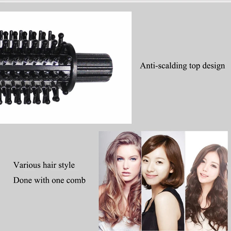 2 In 1 Professional Ceramic Hair Curler Electric Hot Comb Multifunction Hair Brush Hair Curlers Roller Styling Tool Curling Iron