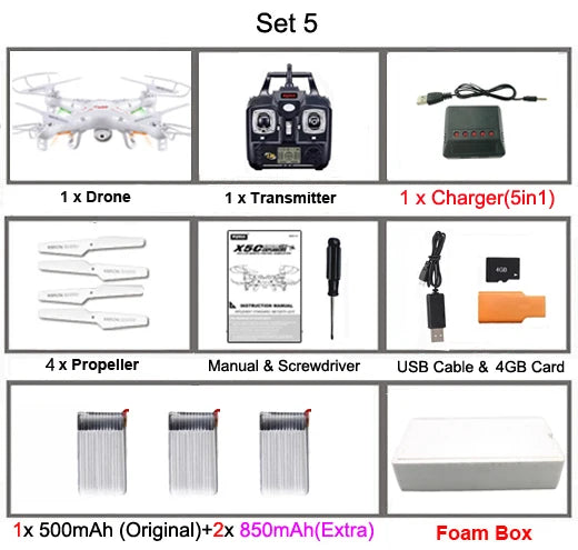 New! X5C/ X5C-1 Explorers Drone 2.4G 4CH 6-Axis Gyro RC Quadcopter With 2.0MP HD Camera RTF RC Helicopter for kids toys