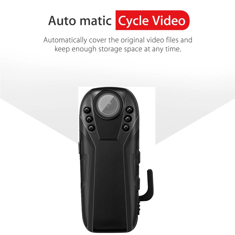 Mini Camera Police Body Wearable Battery Cameras Night Vision PC Webcam 125 Wide Angle Bike Cycling BodyCam Cam Support To 256G