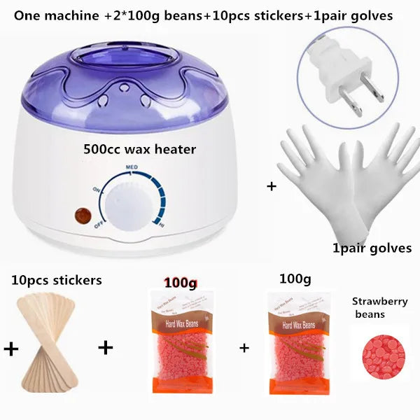 Electric Hair Removal Wax- Heater Wax Beans 10pcs Wood Stickers Hair Removal Sets Waxing Kit cera depilator