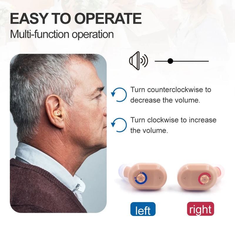 2022 New best Mini Ear Hearing Aids Apparatus In Ear Invisible Hearing Aid Assistant Adjustable Sound Amplifier For Deaf Elderly