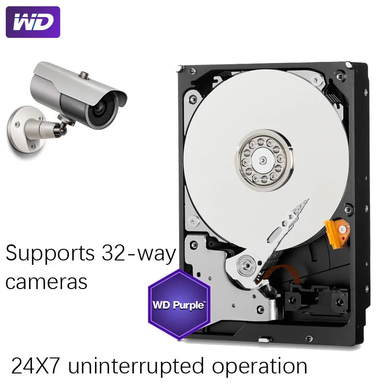 New! WD Surveillance 2TB Hard Drive Disk SATA III 64M 3.5" HDD HD Harddisk For Security System Video Recorder DVR NVR CCTV