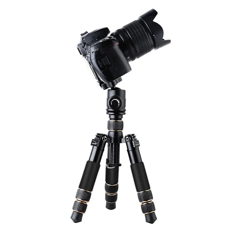 fosoto Q166C Professional Portable Travel Carbon Fiber Table Mini Tripod Monopod Stand & Ball Head For SLR DSLR Digital Camera