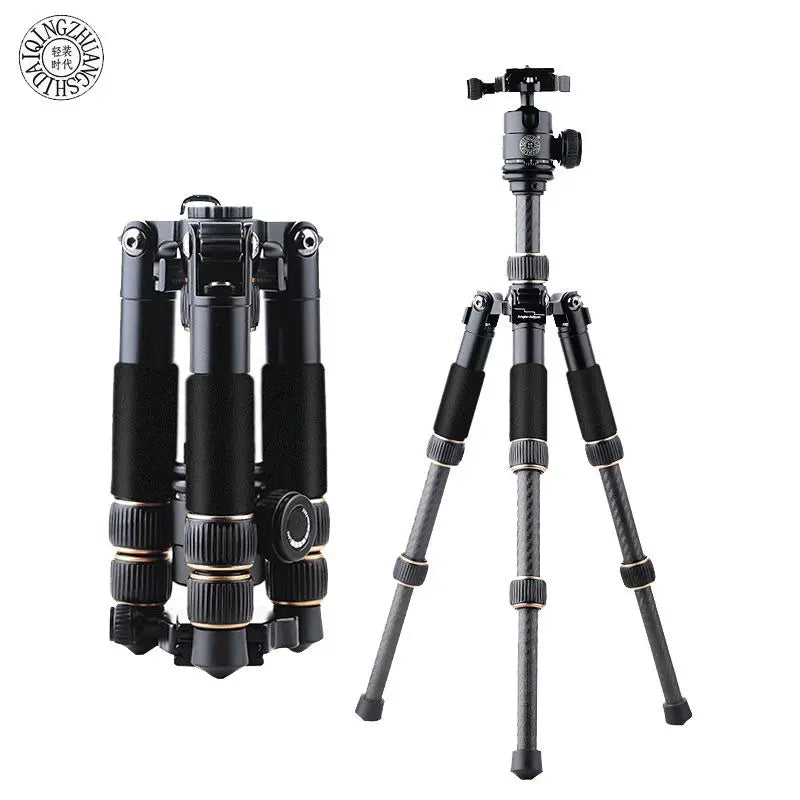 fosoto Q166C Professional Portable Travel Carbon Fiber Table Mini Tripod Monopod Stand & Ball Head For SLR DSLR Digital Camera