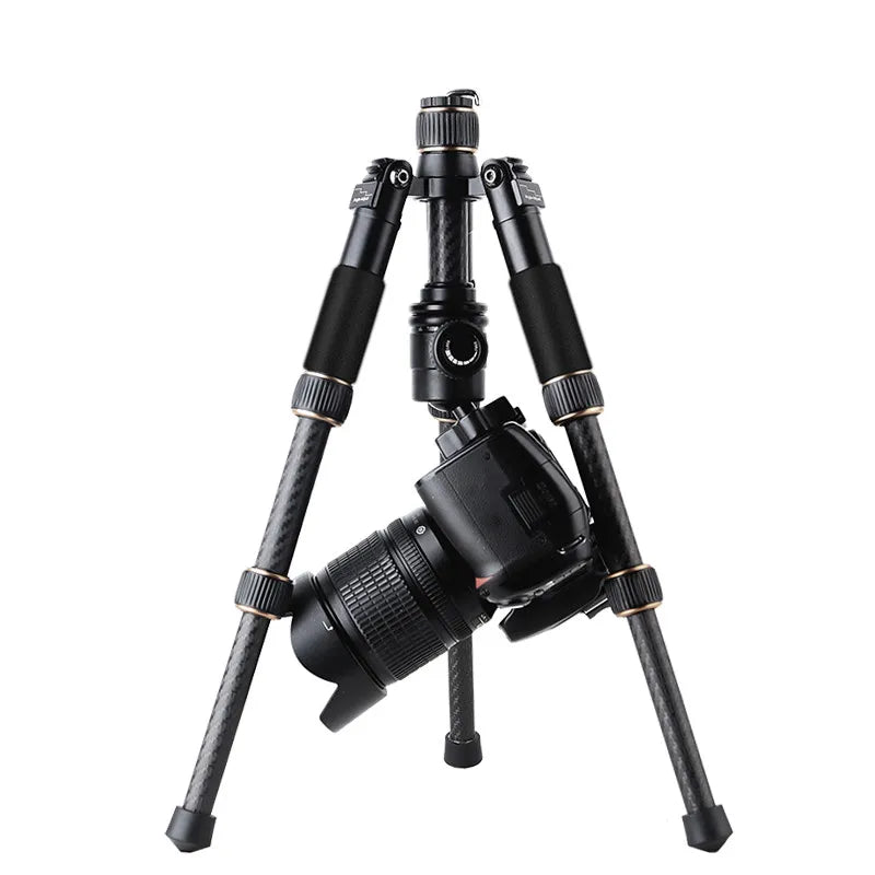 fosoto Q166C Professional Portable Travel Carbon Fiber Table Mini Tripod Monopod Stand & Ball Head For SLR DSLR Digital Camera