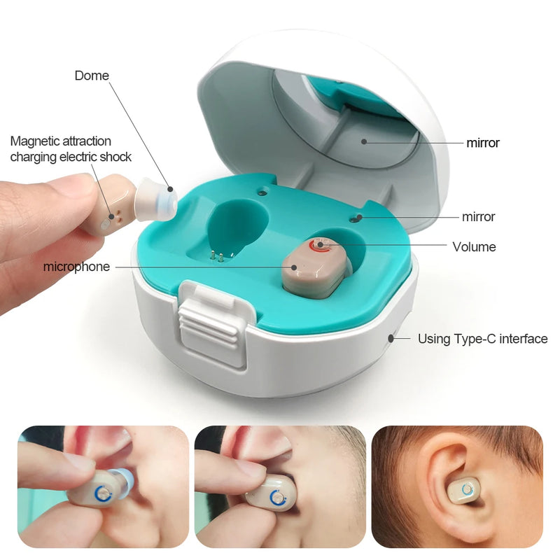 2022 New best Mini Ear Hearing Aids Apparatus In Ear Invisible Hearing Aid Assistant Adjustable Sound Amplifier For Deaf Elderly