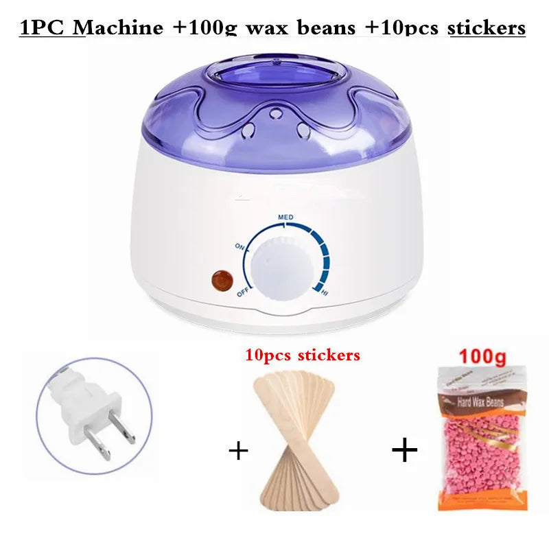 Electric Hair Removal Wax- Heater Wax Beans 10pcs Wood Stickers Hair Removal Sets Waxing Kit cera depilator