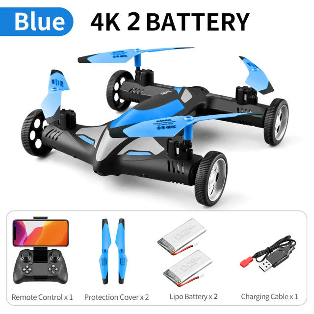 4K WiFi FPV Intelligent Hover RC Drone Air-Ground Flying Car Dron 2-in-1 Quadcopter with LED Night light Helicopter Toy Gifts