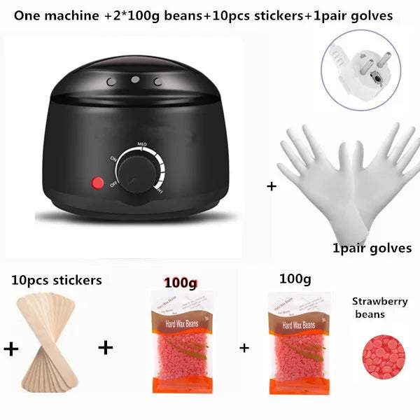 Electric Hair Removal Wax- Heater Wax Beans 10pcs Wood Stickers Hair Removal Sets Waxing Kit cera depilator