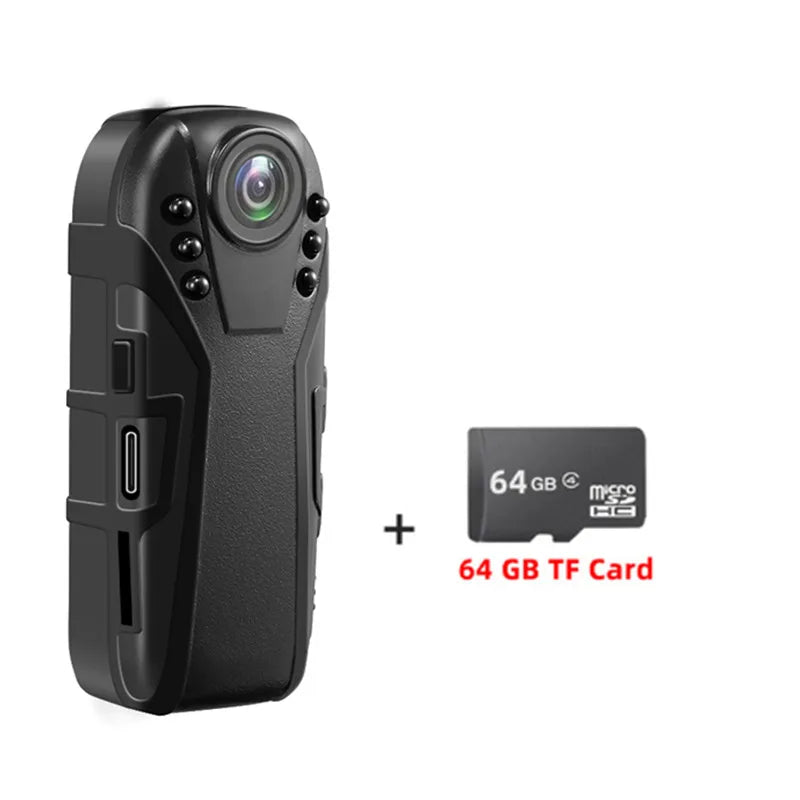 Mini Camera Police Body Wearable Battery Cameras Night Vision PC Webcam 125 Wide Angle Bike Cycling BodyCam Cam Support To 256G