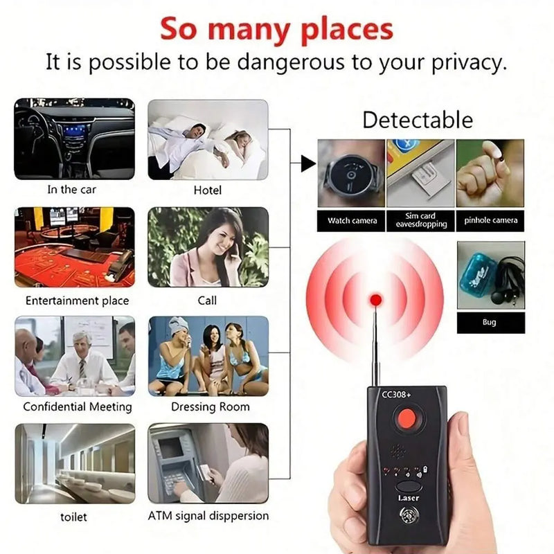 Mini Full Range Anti-spy Gadgets Bug Detector Hotel Toilet Bedroom Camera Hidden Signal GSM Device Finder Privacy Protect