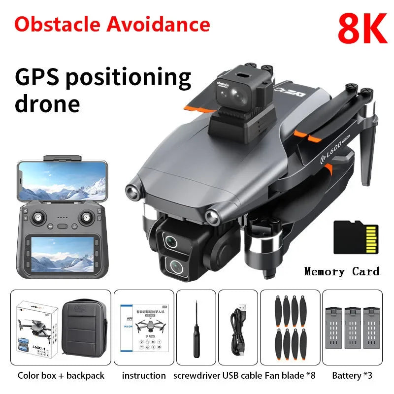 Brushless Obstacle Avoidance GPS Return Optical Flow 5G LCD WIFI FPV RC Drone 3KM 8K EIS Anti Shake Remote Control Quadcopter