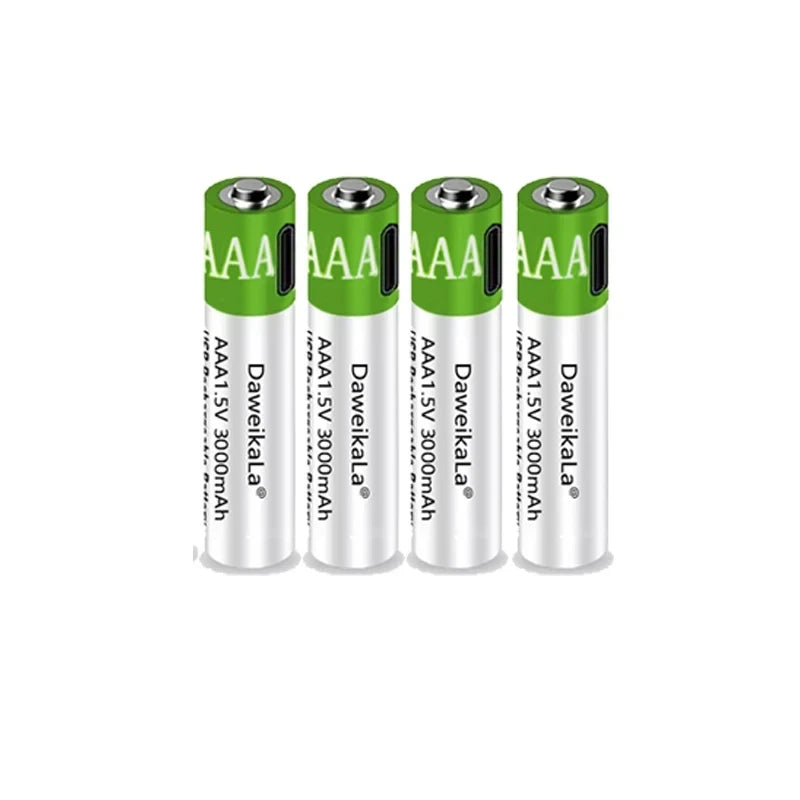 USB AAA Rechargeable Batteries 1.5V 3000mAh li-ion battery for remote control mouseElectric toy battery + Type-C Cable