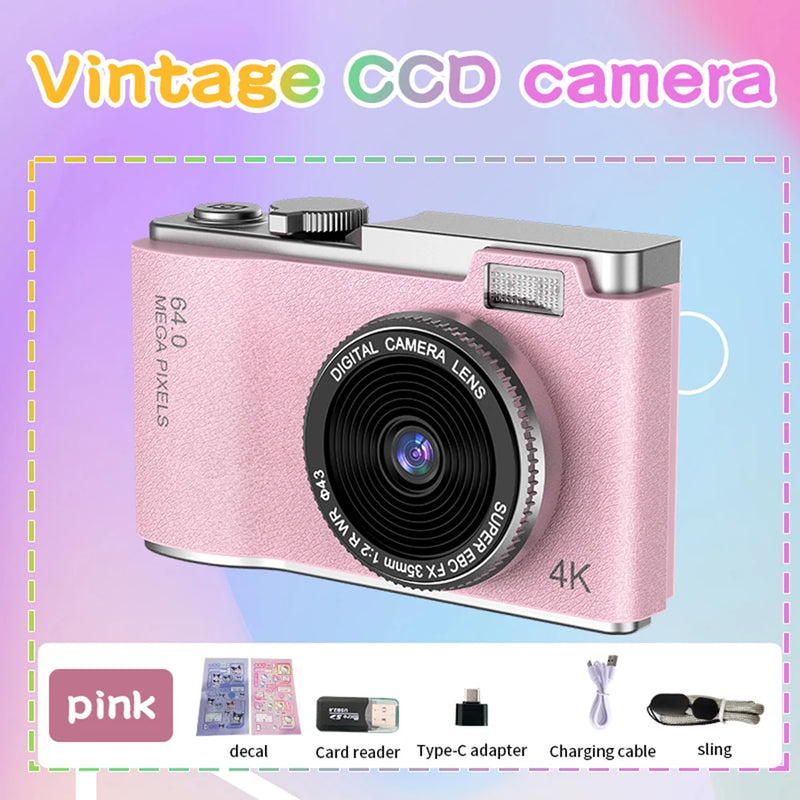 64MP HD 1080P Digital Camera for Student Beginners 2.4' screen with 16xzoom Front and Rear Dual Camera Camera for Kid Adult Gift