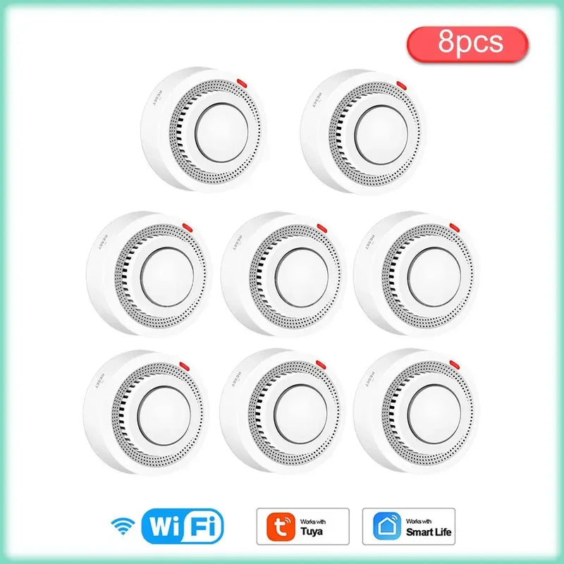 Tuya WIFI Smoke Detector Fire Protection Alarm Sensor Independent Wireless Battery Operated Smart Life Push Alert Home Security