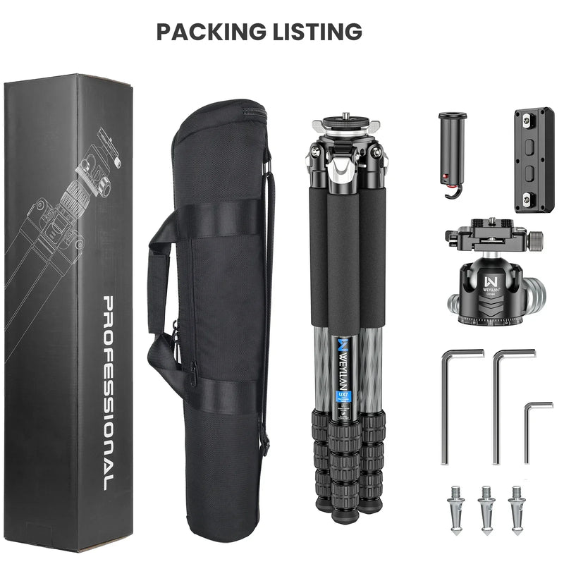 WEYLLAN UX7 Carbon Fiber Tripod Lightweight Travel Tripod Professional Dslr Camera Tripod With M-LOK and Picatinny Max Load 25kg