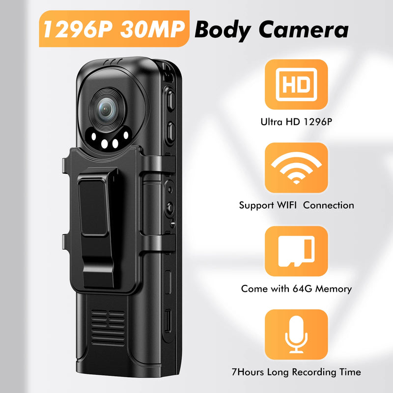 Ultra HD 1296P WiFi Body Camera Support Audio & Video Record For Police Law Enforcement,Wearable Mini Camera with Bicycle Mount