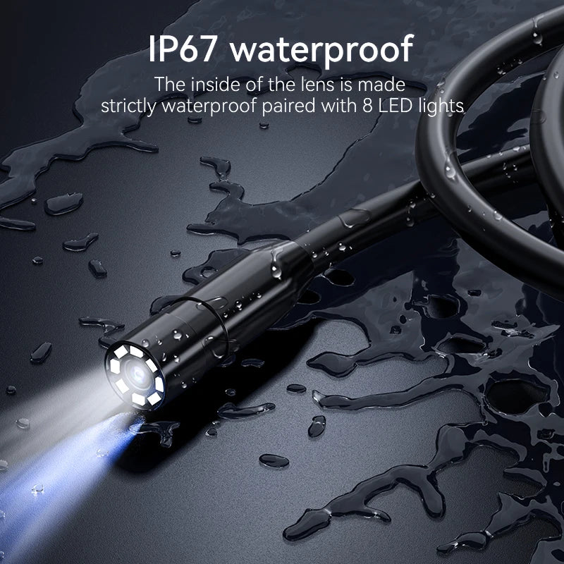 8mm HD 1080P Industrial Sewer Piping Flexible Endoscope Dual Lens Drain Inspection 2 Double Cameras Waterproof For Cars 1080p