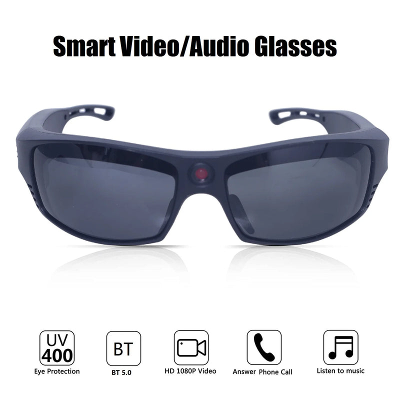 Smart Music Glasses Camera with Bluetooth Earphones,1080P Video for Outdoor Driving Cycling,Eyewear Camcorder,Mini Camera