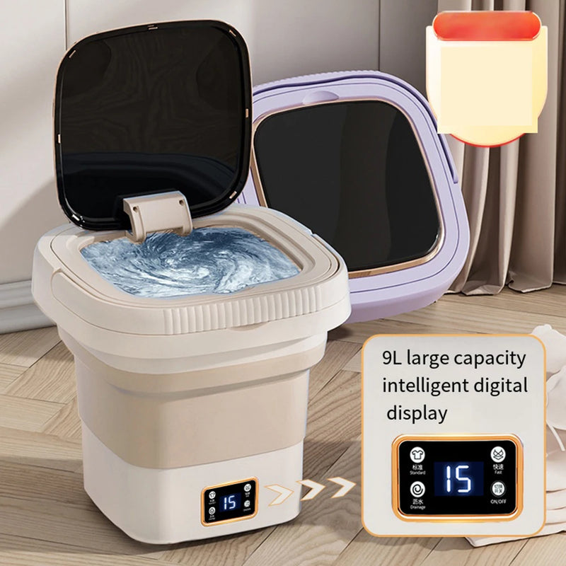 9L Folding Portable Washing Machine Large and Dryer for Clothes Mini Travel Home Underwear Sock Washer 110V 220 UK AU Plug 미니세탁기