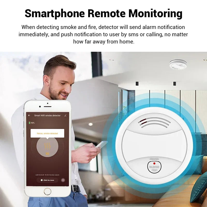 Smart Wifi Smoke Detector Independent Voice Tuya Fire Alarm Smoke Sensor Home Security System Rookmelder Fire Protection Alexa