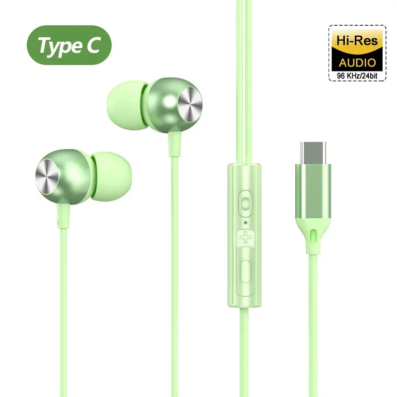 New In-Line Control With Microphone Wired Headset For Apple 15 Android Type-C 3.5mm Interface In-Ear Gaming Headset