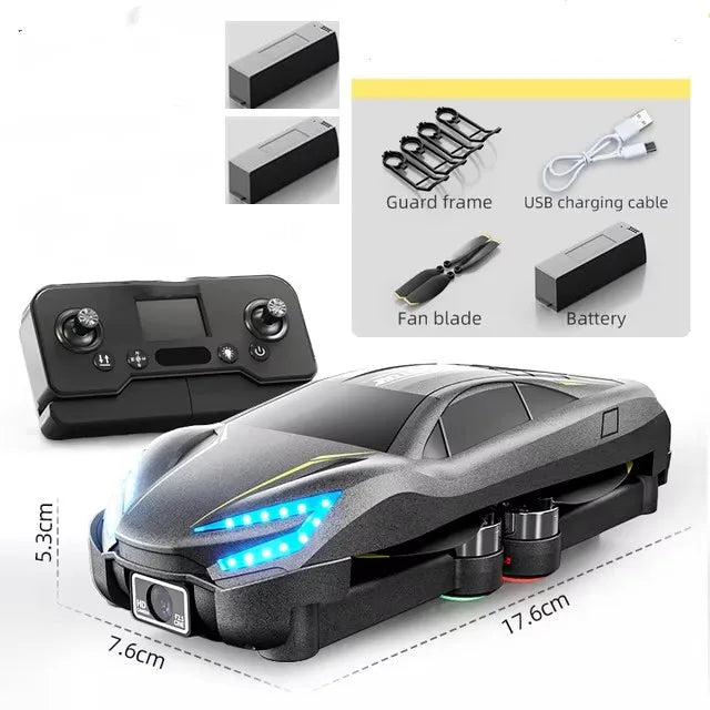 WIFI FPV RC Drone Car HD Dual Camera Brushless With Lights Kids Toys Electric Adjustment Remote Control Optical Flow Quadcopter