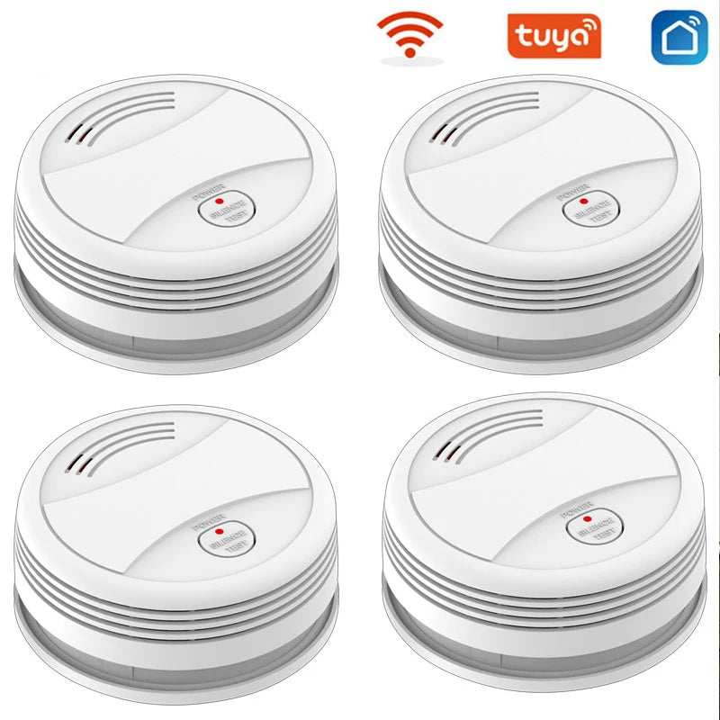 Tuya WiFi Smoke Alarm Fire Protection Smoke Detector Fire Alarm Home Security System Firefighters Smoke Sensor