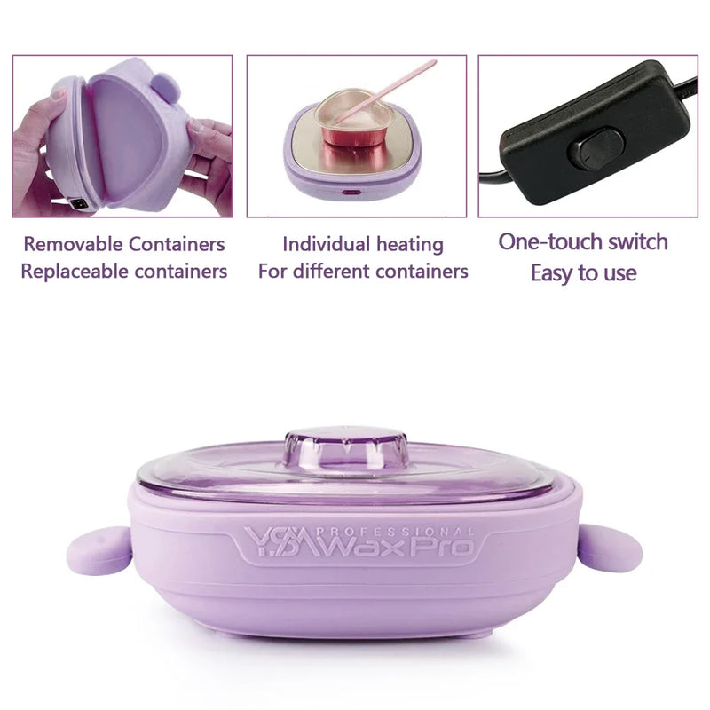 Portable Wax Heater Foldable Easy To Clean High Capacity Melted Wax Beans Hair Removal Wax Warmer Quick Wax Melting