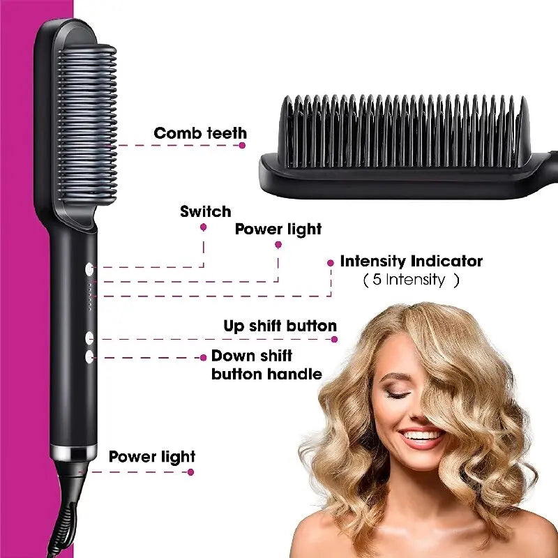 Electric Hair Straightener 5 Gear Negative Ions Hot Comb Do Not Hurt Hair Temperature Thermostatic Heating Hair Brush Hairstyle