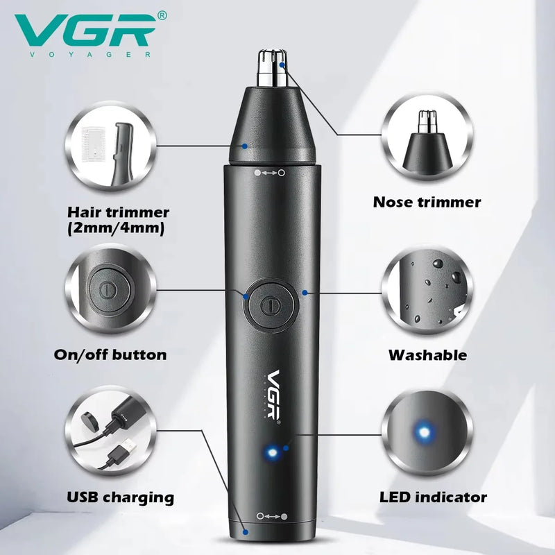 VGR Nose Hair Trimmer Nose and Ear Hairs Trimmer Professional Rechargeable Electric Mini Nose Clipper Trimmer for Men V-613