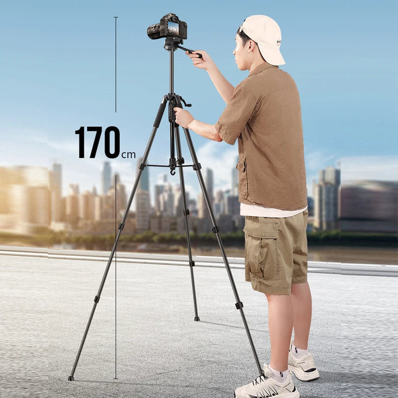 210cm Camera Tripod Aluminum Travel Tripods Compatible with DSLR SLR Canon Nikon iPhone Video Live Stream Vlogging Photography