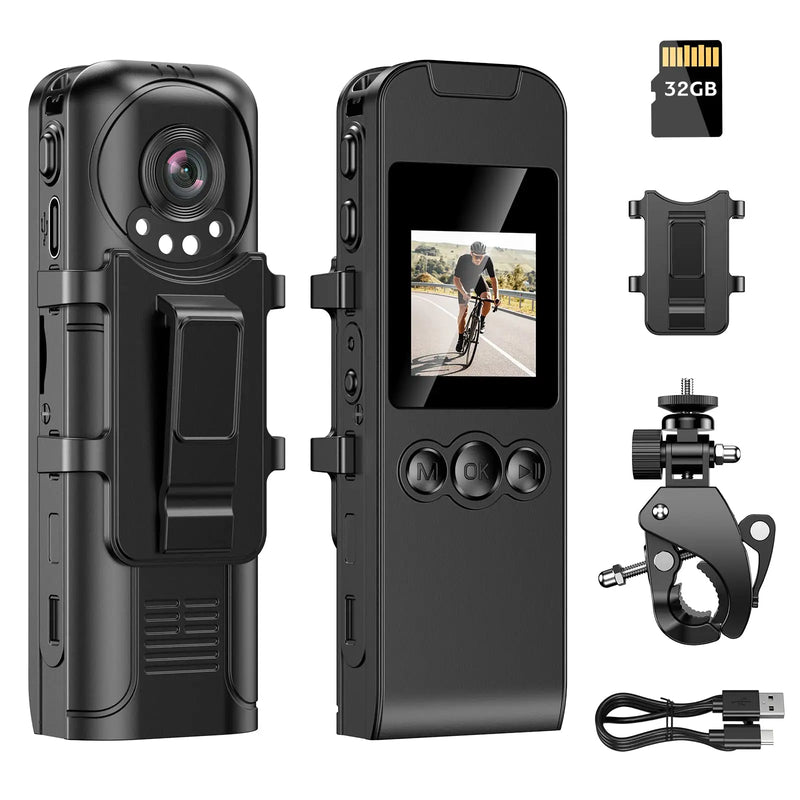 Ultra HD 1296P WiFi Body Camera Support Audio & Video Record For Police Law Enforcement,Wearable Mini Camera with Bicycle Mount