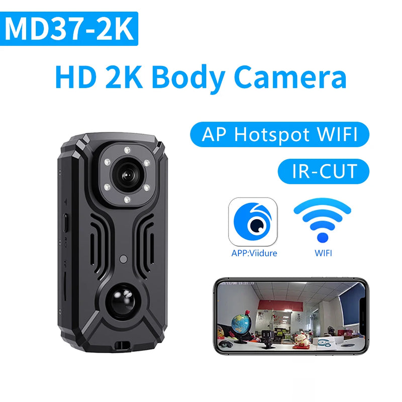 MD37-2K Hotspot Wifi Mini Camera IR-CUT Night Vision DVR Miniature Camcorder Pocket Police Body Cam PIR Bike Cameras Sports DV