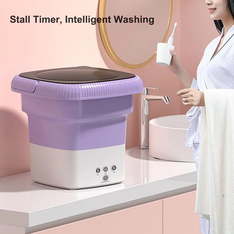 Folding Mini Washer, 9L Foldable Washing Machine USB Powered Large Capacity Multifunction Portable Small Washer Dryer for Baby