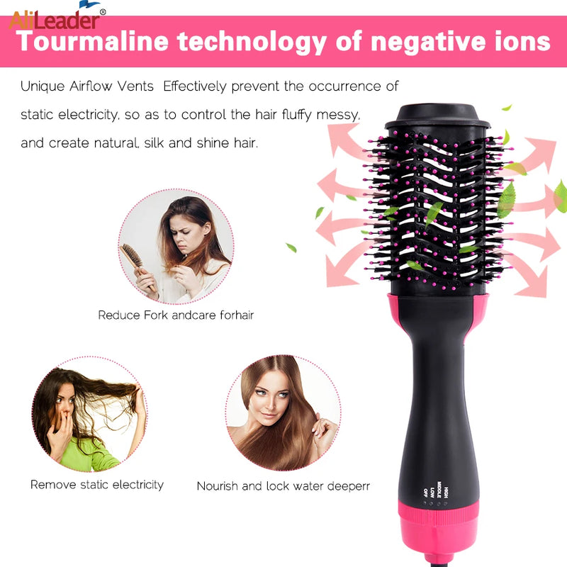 Hair Dryer Brush 4 In 1 One Step Volumizer Blow Dryer Brush Professional Hot Air Brush Negative Ion Anti-Frizz For Drying